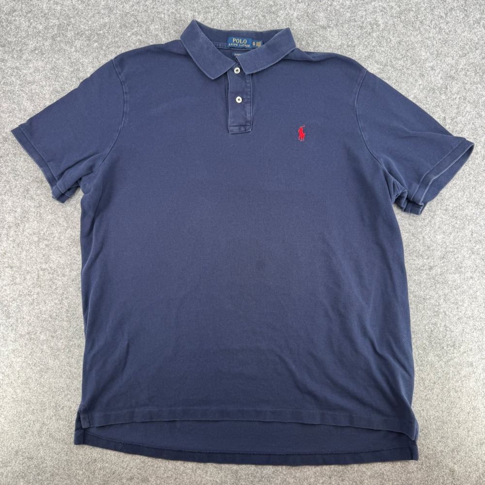 Polo Ralph Lauren Polo Shirt Mens XL Classic Fit Navy Blue Short Sleeve EUC